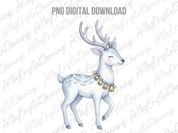 Download Cute Watercolor White Christmas Deer PNG - White Collection