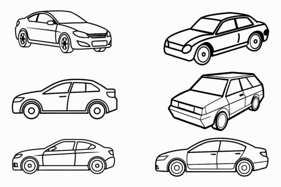 Download A Car Line Art on White Background - White Collection