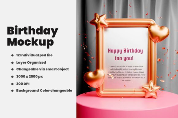 Download Birthday Mockup PSD File. - Psd file Collection