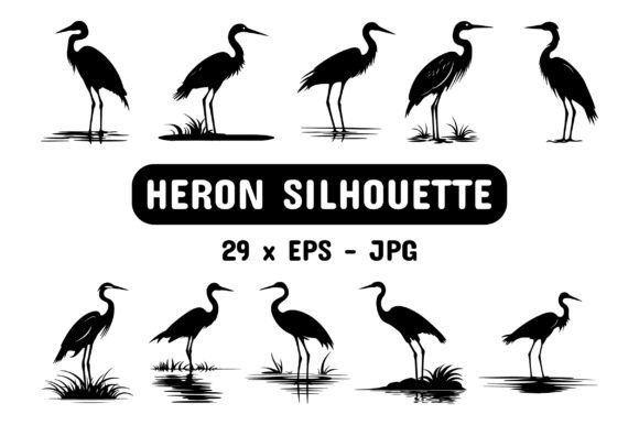 Download Heron Silhouette Set Collection Bundle - Premium Resources